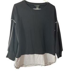 Ali Miles Blouse Women's Medium Black & White Artsy Tunic Top